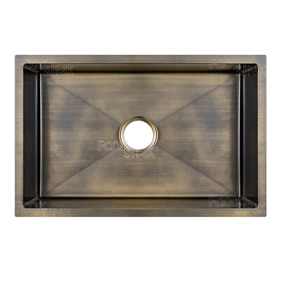 प्राचीन पीतल लक्जरी विंटेज गोल्ड रसोई सिंक 304 स्टेनलेस स्टील एकल कटोरा पीवीडी खत्म भूमिगत बेसिन देहाती खेत के लिए कांस्य रसोई सिंक अपार्टमेंट के लिए