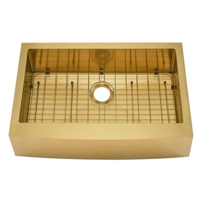 आधुनिक 33'X21'x10' खेत 304 स्टेनलेस स्टील सिंक रसोई के लिए फार्महाउस एप्रन सिंक पीवीडी स्वर्ण खरोंच प्रतिरोधी हस्तनिर्मित रसोई सिंक