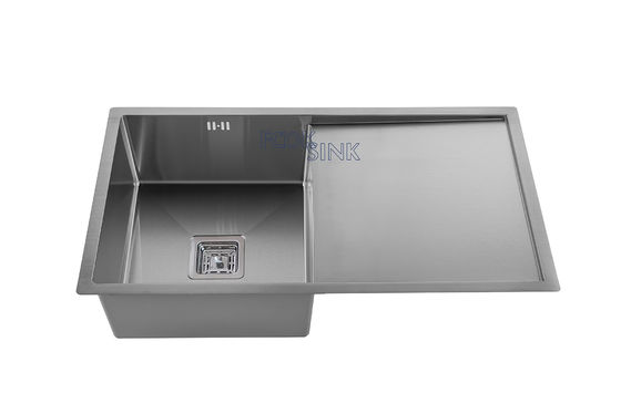 Polished Undermount Kitchen Sink With Drainboard Square Hole